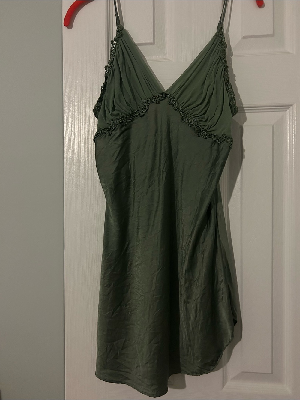 Vintage Victoria’s Secret Green With lace trim Intimate Slip Dress 100% Silk